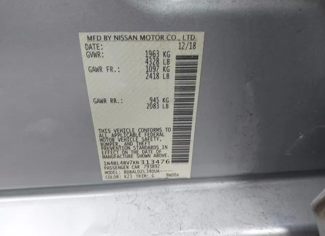 1N4BL4BV7KN313476 2019 2019 Nissan Altima- 2-5 S 9