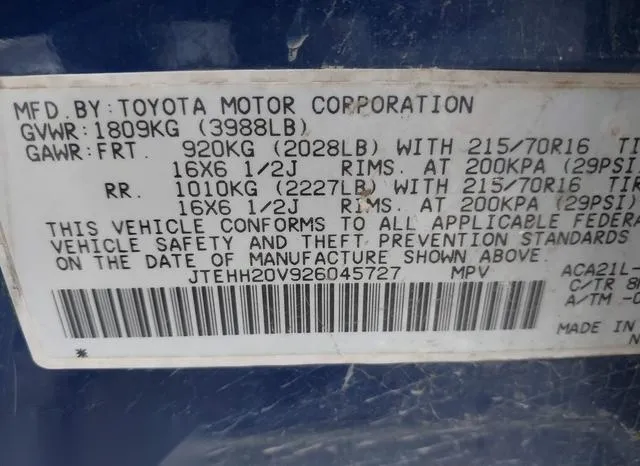 JTEHH20V926045727 2002 2002 Toyota RAV4 9