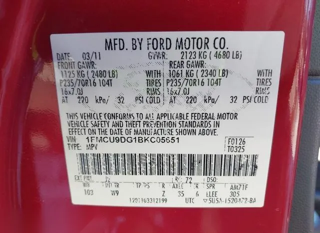 1FMCU9DG1BKC05651 2011 2011 Ford Escape- Xlt 9