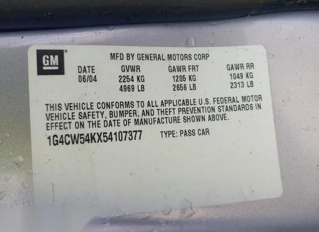 1G4CW54KX54107377 2005 2005 Buick Park Avenue 9