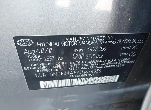 5NPE34AF4JH636335 2018 2018 Hyundai Sonata- Sel 9