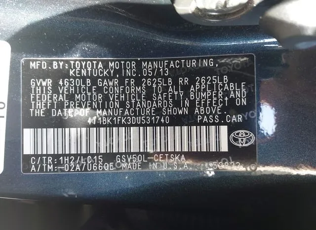 4T1BK1FK3DU531740 2013 2013 Toyota Camry- Se V6 9