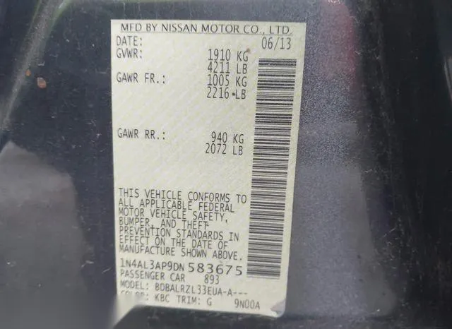 1N4AL3AP9DN583675 2013 2013 Nissan Altima- 2-5 S 9