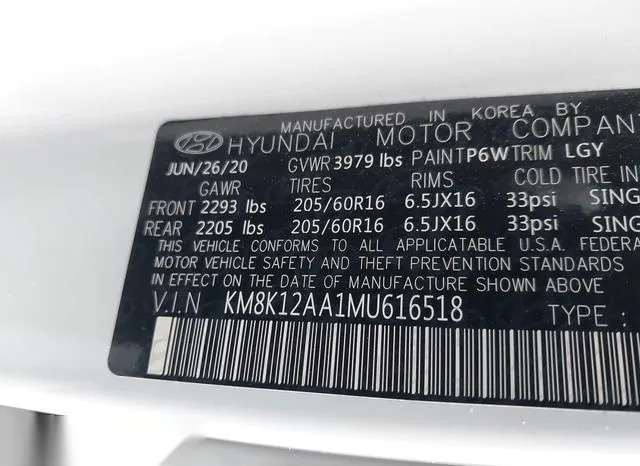 KM8K12AA1MU616518 2021 2021 Hyundai Kona- SE 9