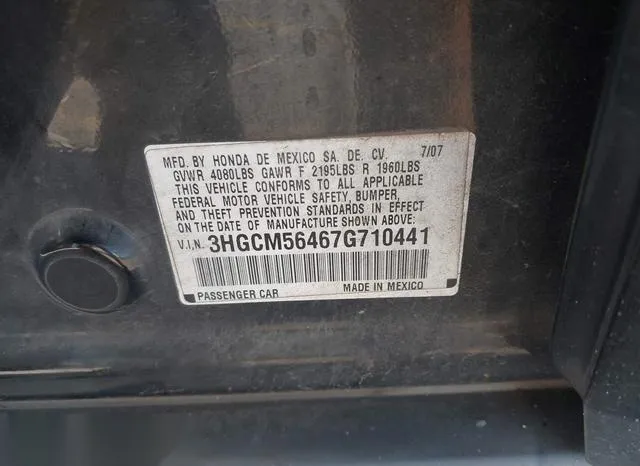 3HGCM56467G710441 2007 2007 Honda Accord- 2-4 LX 9