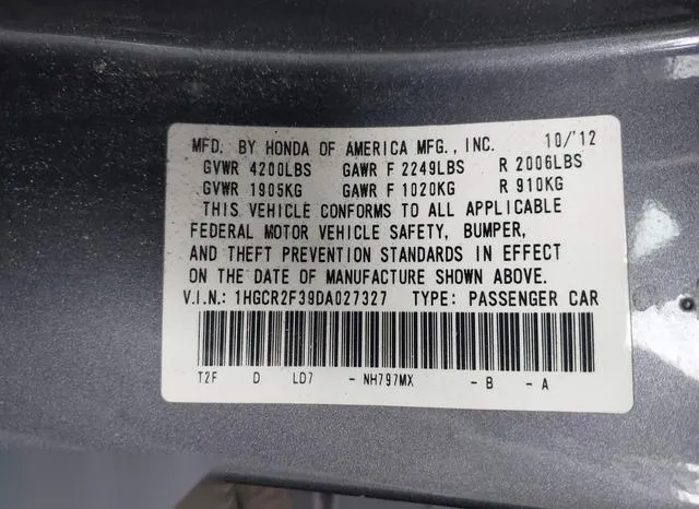 1HGCR2F39DA027327 2013 2013 Honda Accord- LX 9