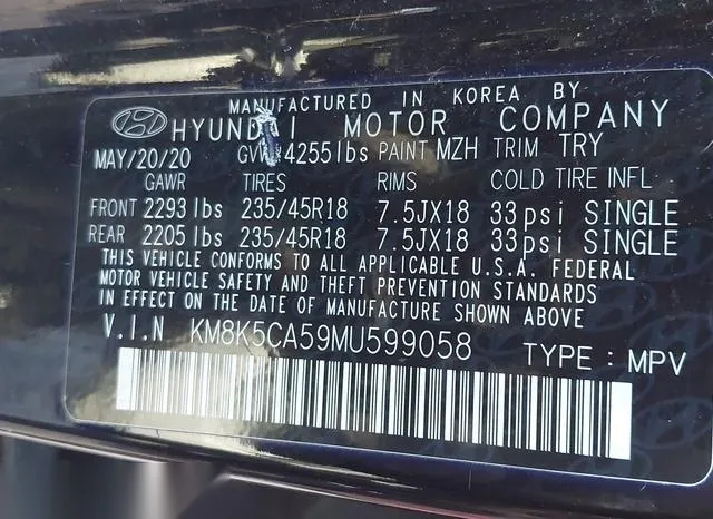 KM8K5CA59MU599058 2021 2021 Hyundai Kona- Ultimate 9