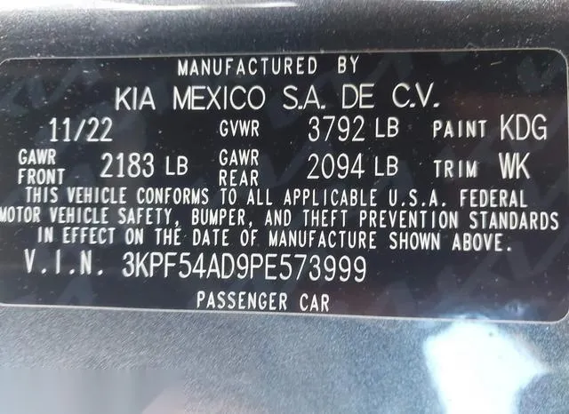 3KPF54AD9PE573999 2023 2023 KIA Forte- Gt-Line 9