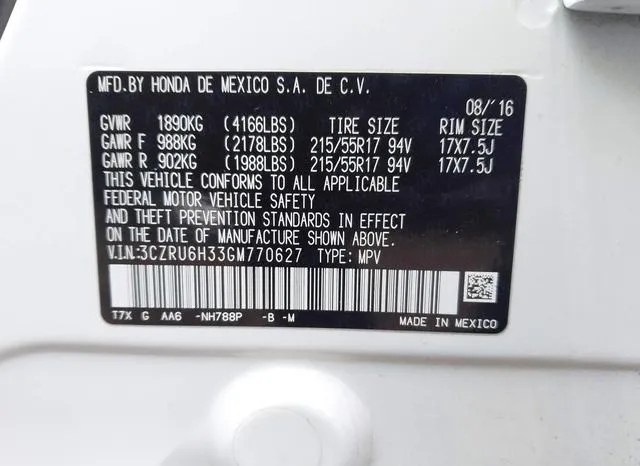 3CZRU6H33GM770627 2016 2016 Honda HR-V- LX 9