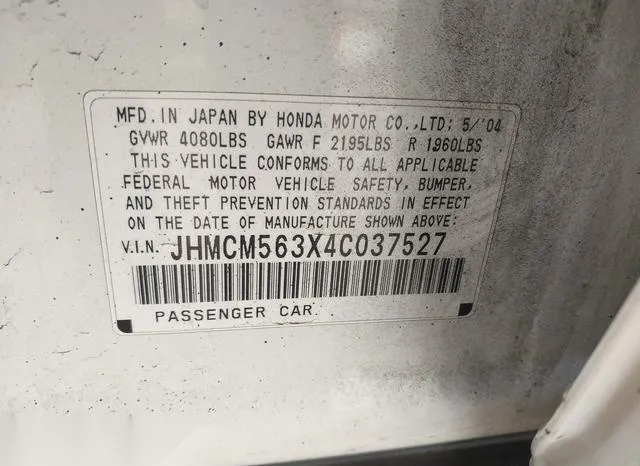 JHMCM563X4C037527 2004 2004 Honda Accord- 2-4 LX 9