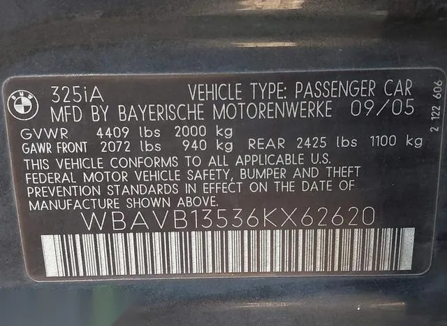 WBAVB13536KX62620 2006 2006 BMW 3 Series- 325I 9