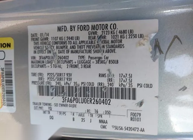 3FA6P0LU0ER260402 2014 2014 Ford Fusion- Hybrid SE 9