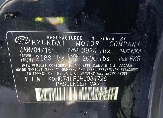 KMHD74LF0HU084728 2017 2017 Hyundai Elantra- SE 9