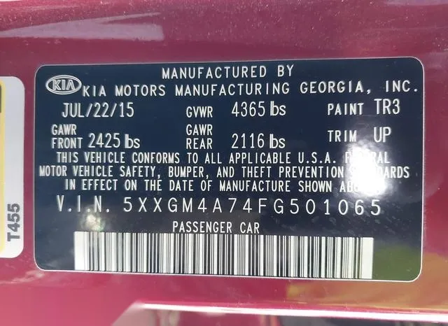 5XXGM4A74FG501065 2015 2015 KIA Optima- LX 9