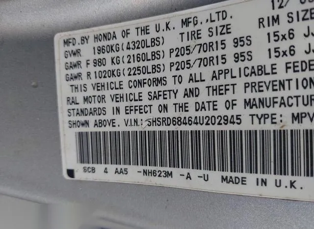 SHSRD68464U202945 2004 2004 Honda CR-V- LX 9