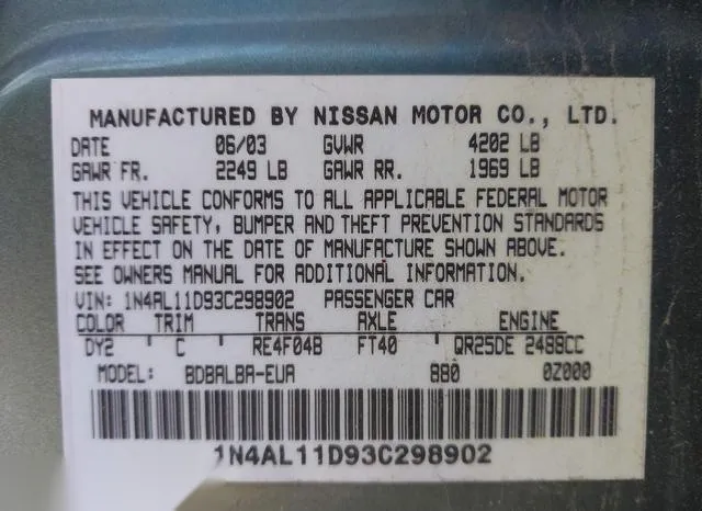 1N4AL11D93C298902 2003 2003 Nissan Altima- 2-5 S 9