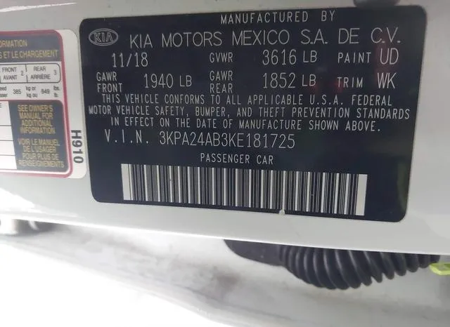 3KPA24AB3KE181725 2019 2019 KIA Rio- S 9