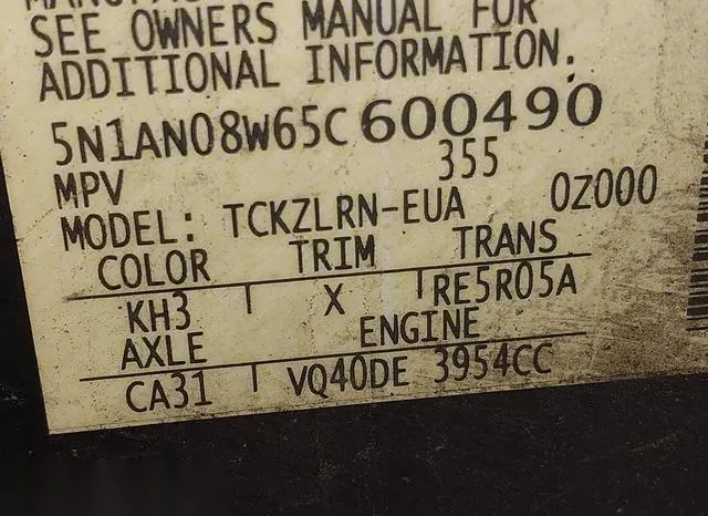 5N1AN08W65C600490 2005 2005 Nissan Xterra- S 9