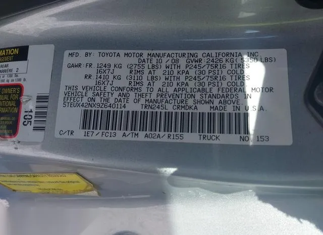 5TEUX42NX9Z640114 2009 2009 Toyota Tacoma 9