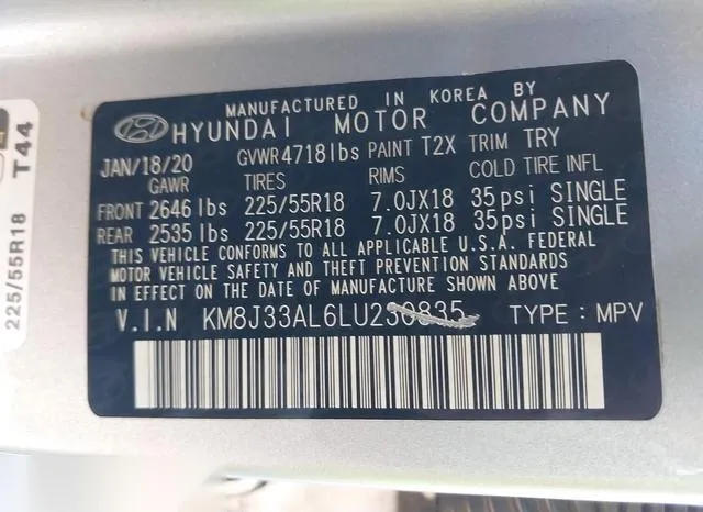 KM8J33AL6LU230835 2020 2020 Hyundai Tucson- Ultimate 9