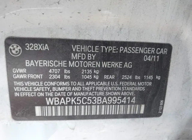 WBAPK5C53BA995414 2011 2011 BMW 3 Series- 328I Xdrive 9