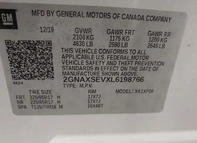 2GNAXSEVXL6198766 2020 2020 Chevrolet Equinox- Awd Ls 9