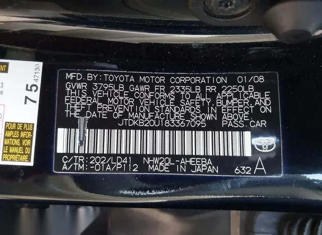 JTDKB20U183367095 2008 2008 Toyota Prius 9