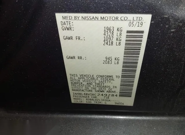 1N4BL4BV1KC249284 2019 2019 Nissan Altima- 2-5 S 9