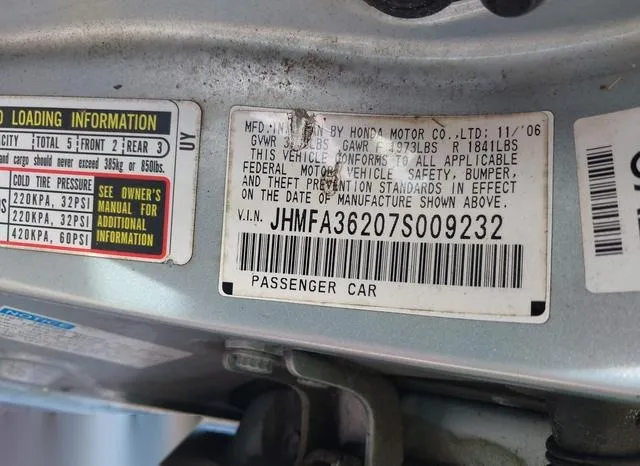 JHMFA36207S009232 2007 2007 Honda Civic- Hybrid 9