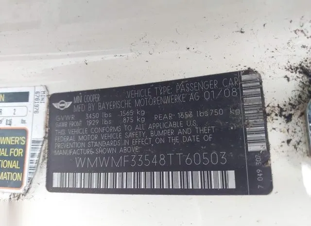 WMWMF33548TT60503 2008 2008 Mini Cooper 9