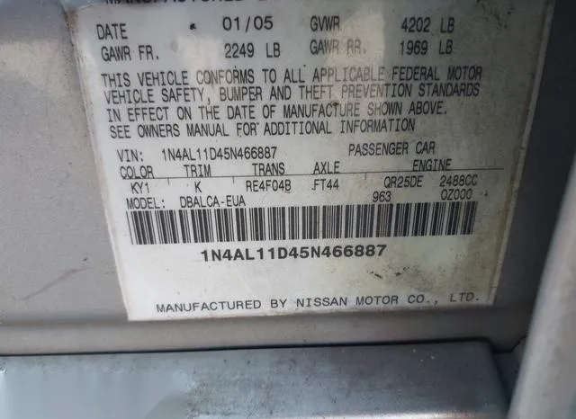 1N4AL11D45N466887 2005 2005 Nissan Altima- 2-5 S 9