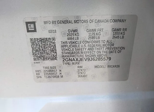 2GNAXJEV9J6285579 2018 2018 Chevrolet Equinox- LT 9