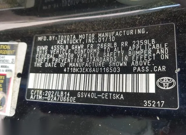 4T1BK3EK6AU116503 2010 2010 Toyota Camry- Se V6 9