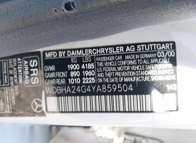 WDBHA24G4YA859504 2000 2000 Mercedes-Benz C-Class- C230 Kom 9