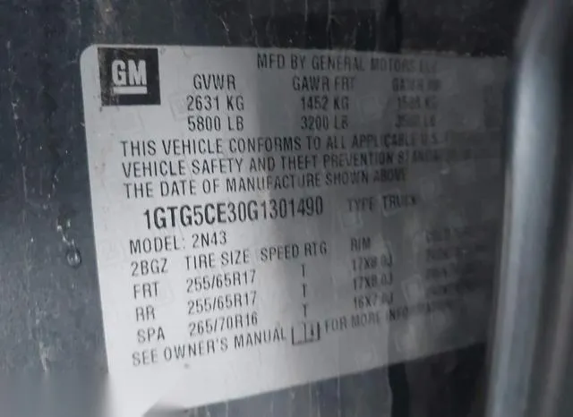 1GTG5CE30G1301490 2016 2016 GMC Canyon- Sle 9