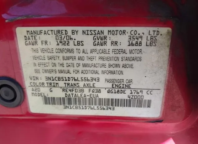 3N1CB51D76L556343 2006 2006 Nissan Sentra- 1-8S 9