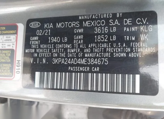 3KPA24AD4ME384675 2021 2021 KIA Rio- S 9