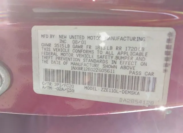 1NXBR12E02Z605611 2002 2002 Toyota Corolla- S 9