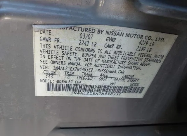 1N4AL21EX7N448332 2007 2007 Nissan Altima- 2-5 S 9