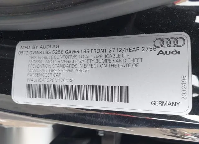 WAUHGAFC2CN175036 2012 2012 Audi A6- 3-0 Premium 9