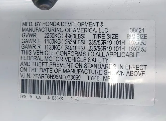 7FART6H96ME038669 2021 2021 Honda CR-V- Hybrid Touring 9