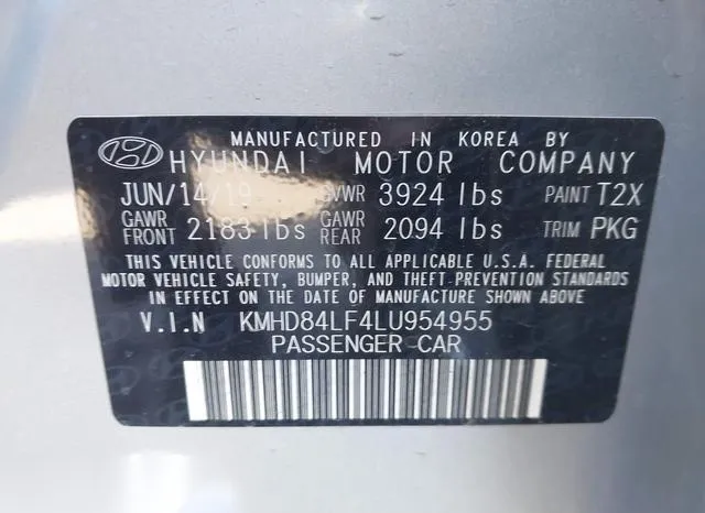 KMHD84LF4LU954955 2020 2020 Hyundai Elantra- Sel 9