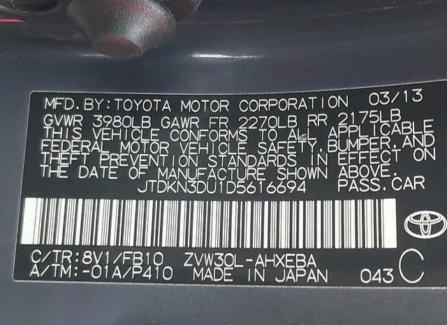 JTDKN3DU1D5616694 2013 2013 Toyota Prius- Two 9