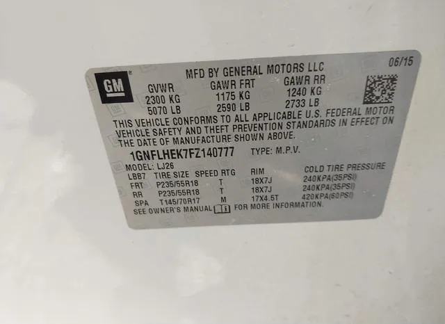 1GNFLHEK7FZ140777 2015 2015 Chevrolet Equinox- Ltz 9