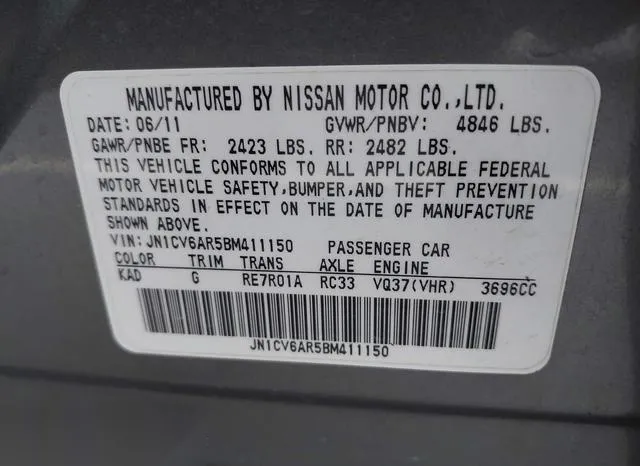 JN1CV6AR5BM411150 2011 2011 Infiniti G37X 9