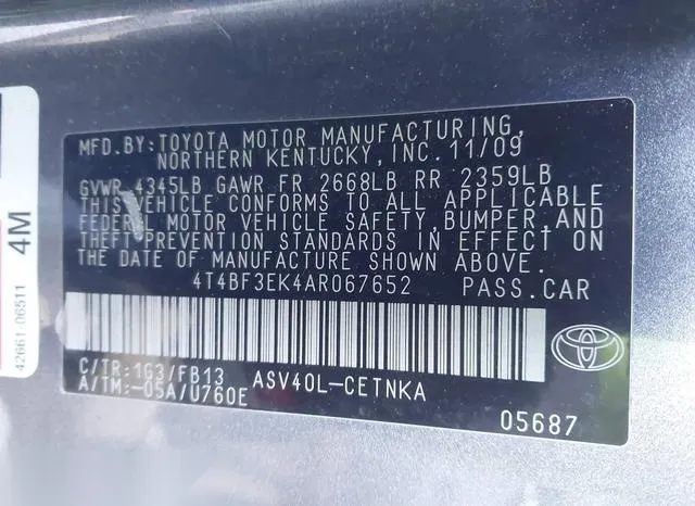 4T4BF3EK4AR067652 2010 2010 Toyota Camry- LE 9