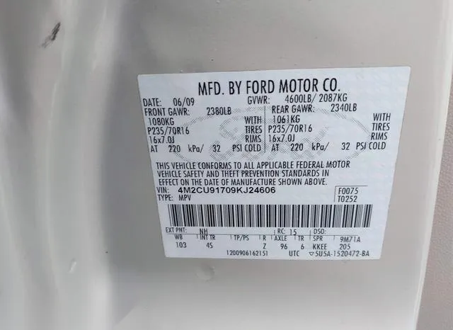 4M2CU91709KJ24606 2009 2009 Mercury Mariner- I4 9