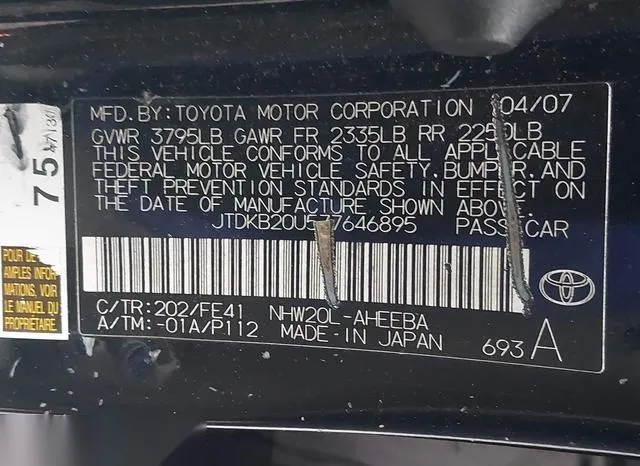 JTDKB20U577646895 2007 2007 Toyota Prius 9