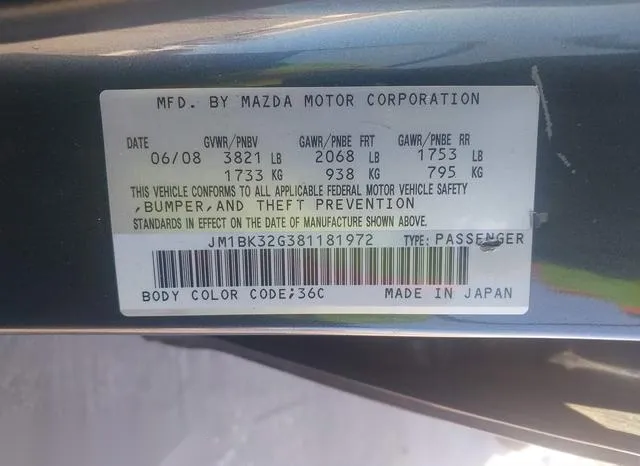 JM1BK32G381181972 2008 2008 Mazda 3- I Touring Value 9