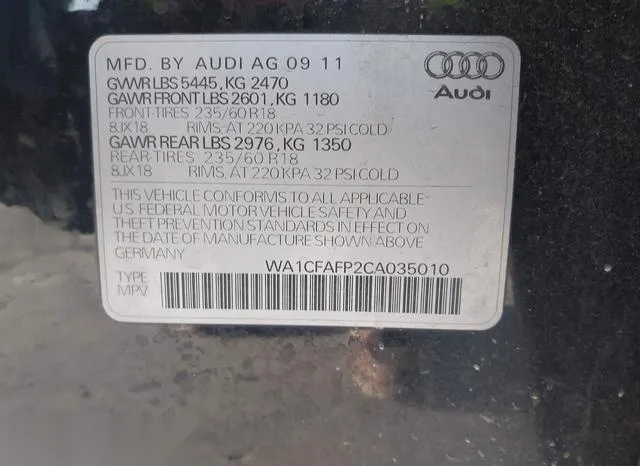 WA1CFAFP2CA035010 2012 2012 Audi Q5- 2-0T Premium 9